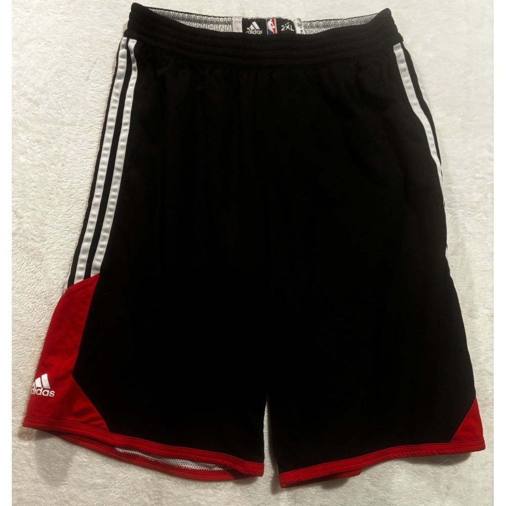 Adidas Official NBA Mens Basketball Shorts 2XL Black Red Athletic Drawstring